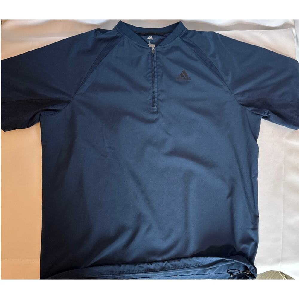 Adidas Men’s Batting Jacket Navy Blue Triple Stripe Size L - Picture 7 of 8